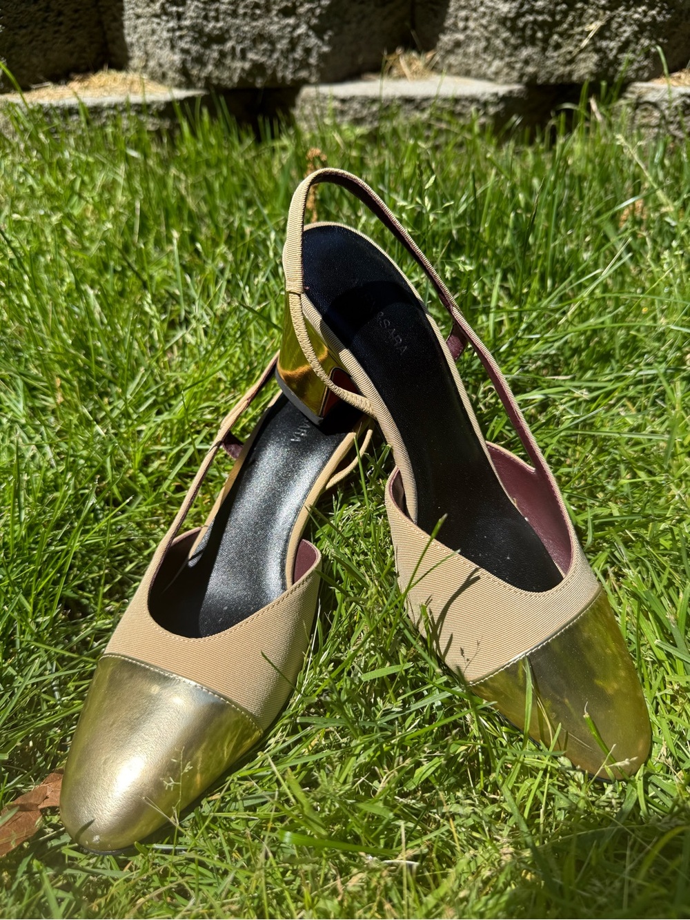 Women's Slingback in Gold and Beige